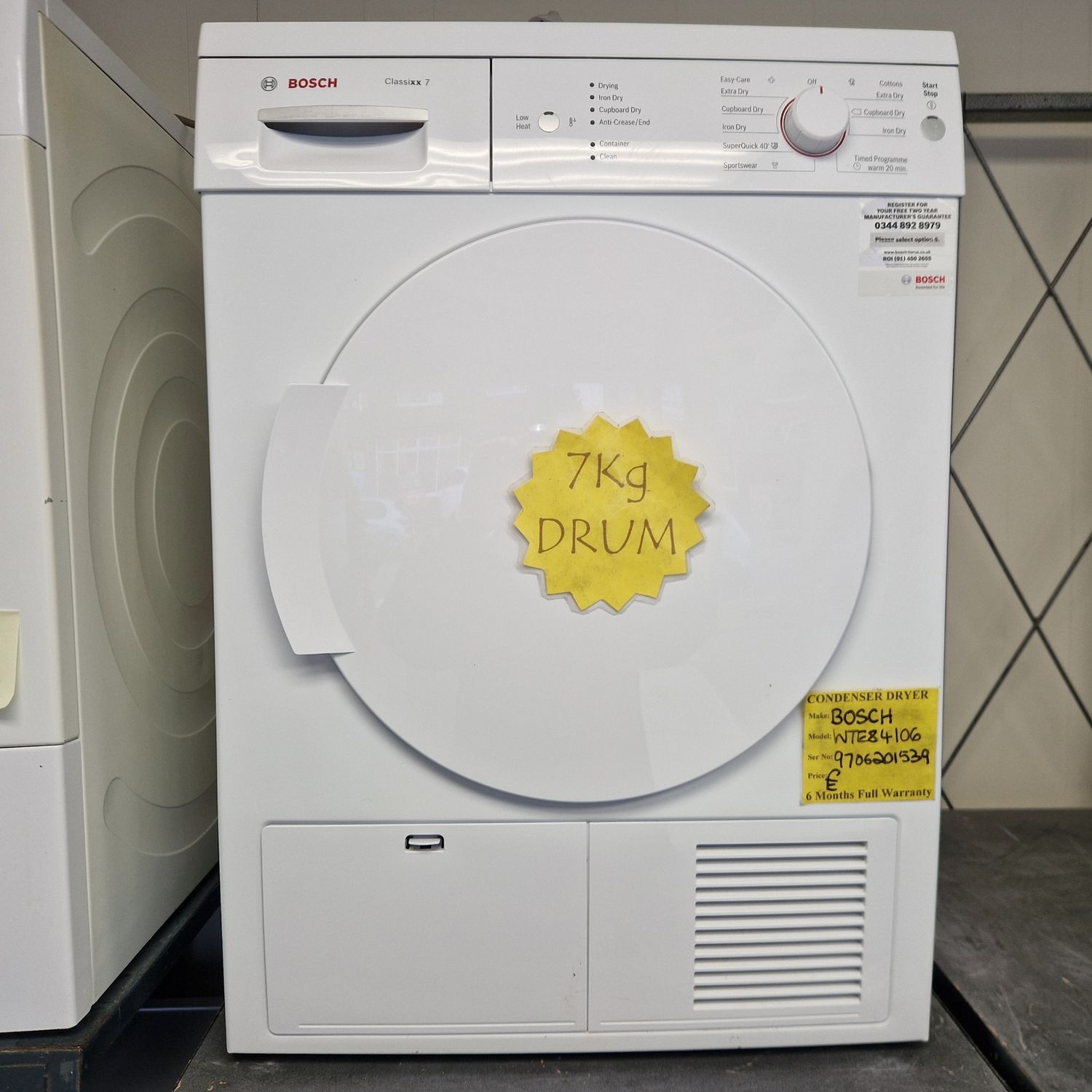 BOSCH SENSOR CONDENSER TUMBLE DRYER 8Kg MODEL WTB84200GB