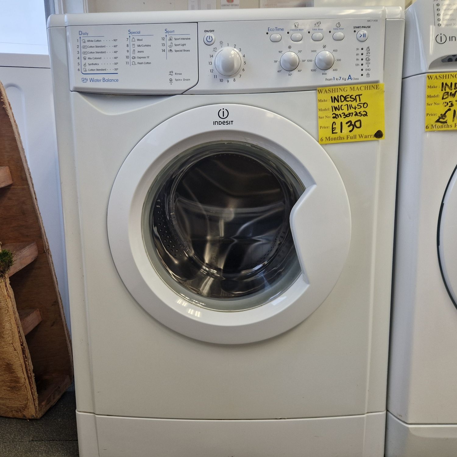 INDESIT 7KG WASHING MACHINE A++ CLASS  RATED MODEL  IWC71450