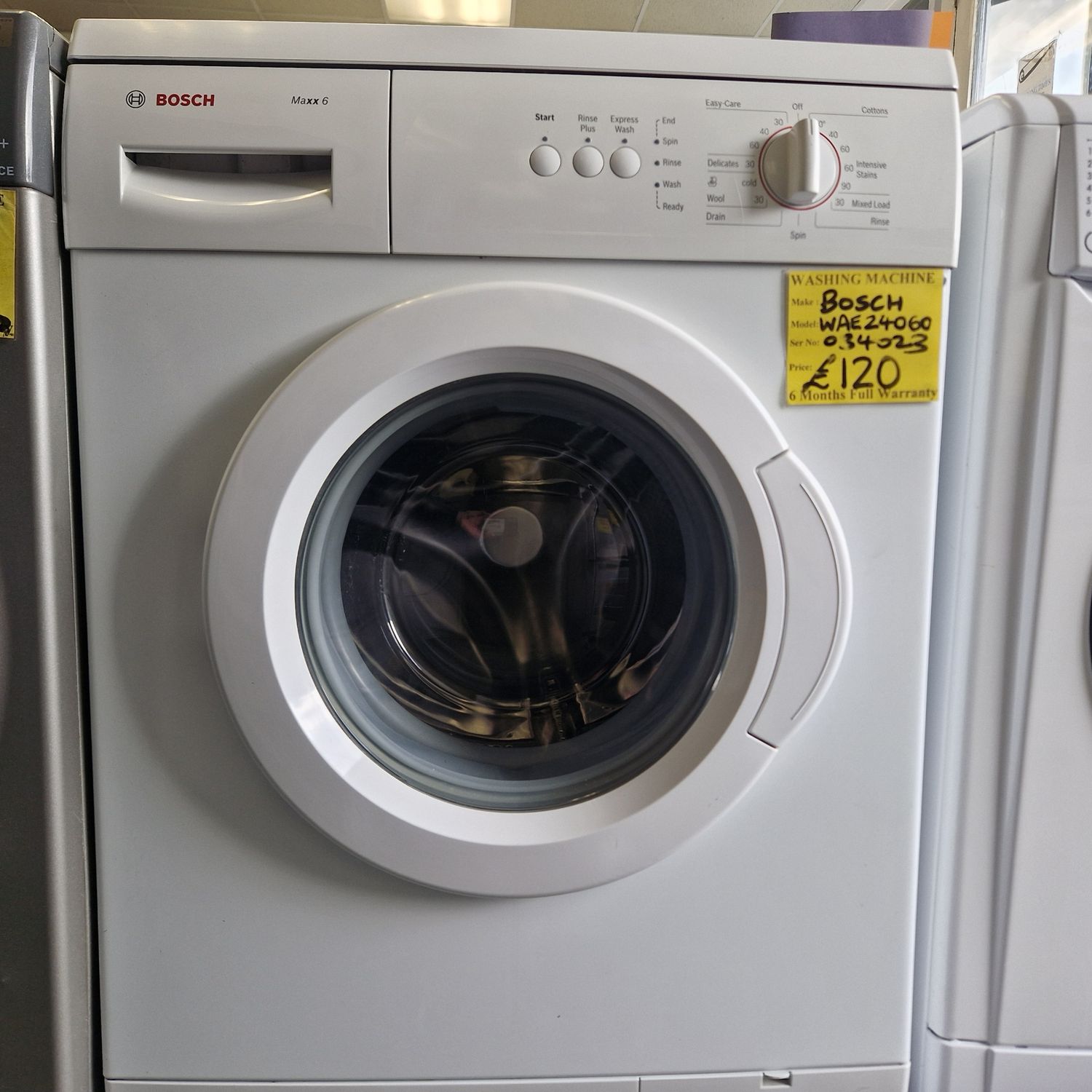BOSCH  MAXX6 WASHING MACHINE 1200 SPIN  EXPRESS WASH  6Kg  WAE24060GB