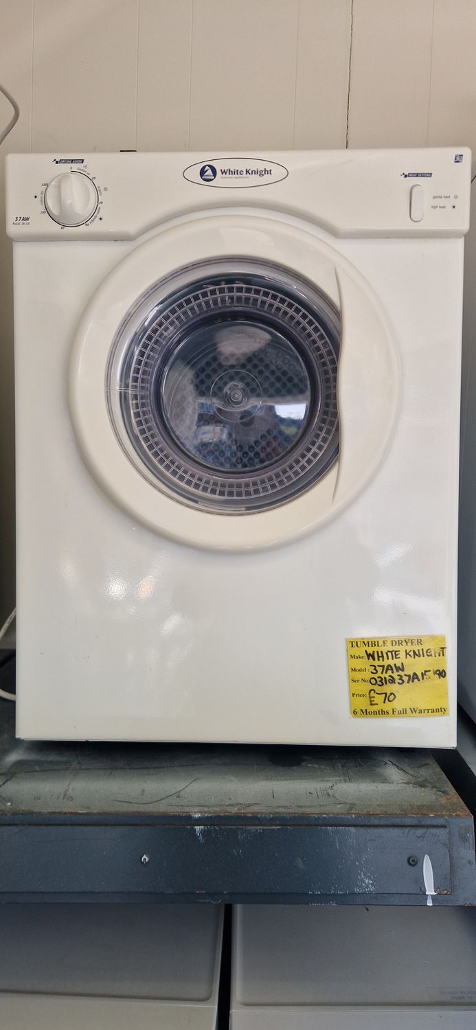 WHITE KNIGHT  SMALL DESKTOP VENTED TUMBLE DRYER DUEL HEAT 3Kg 6 MONTHS WARRANTY MODEL 37AW