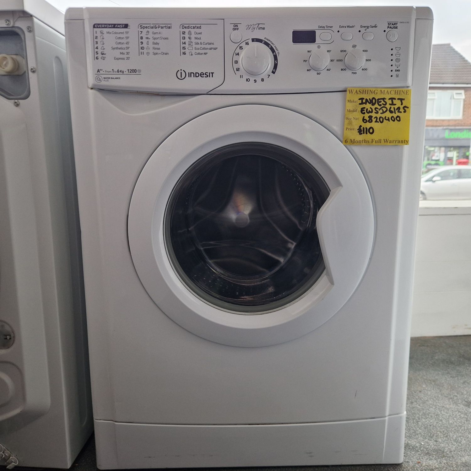 INDESIT 6KG A++ RATED WASHING MACHINE 1200 SPIN SPEED EWSD61252