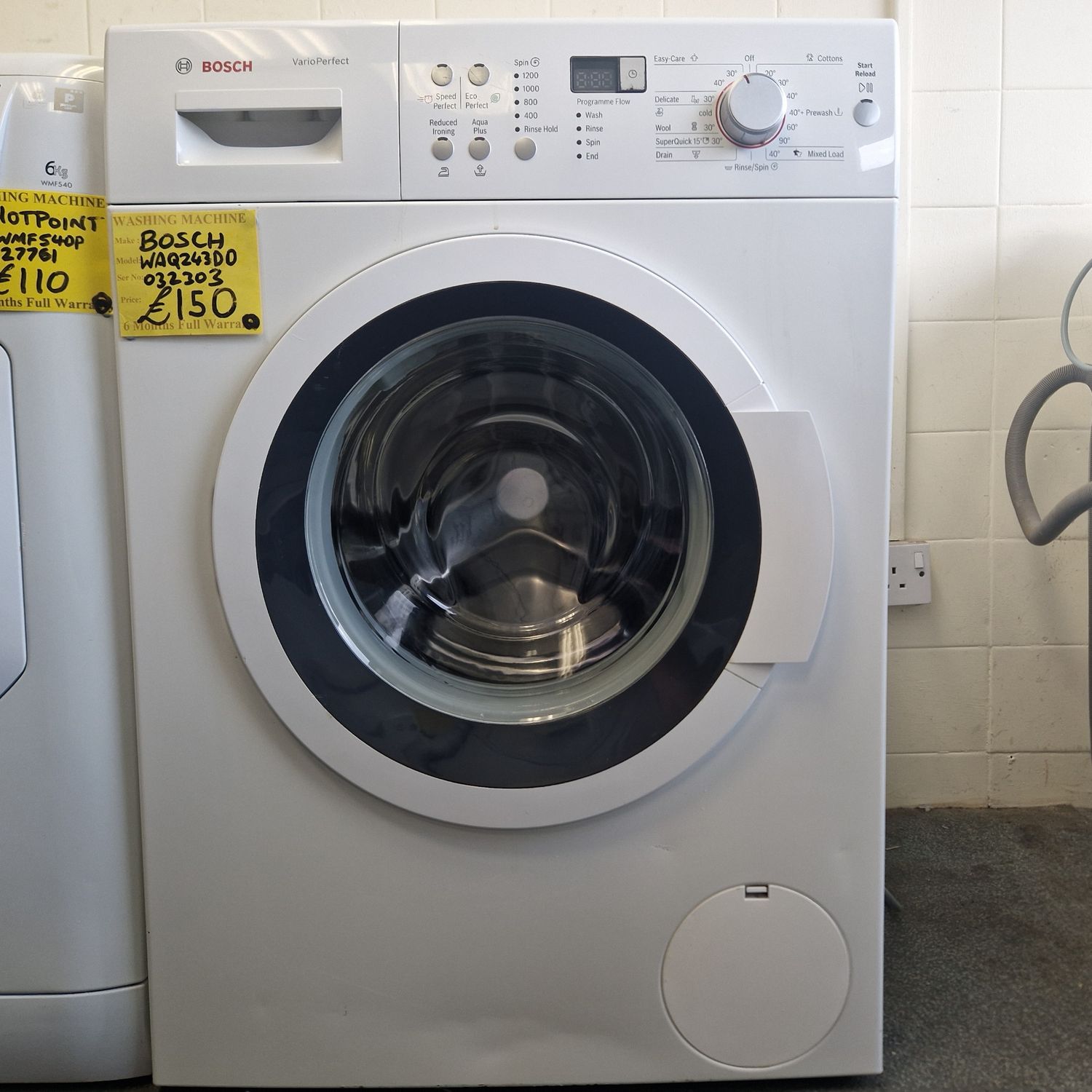 BOSCH 8Kg WASHING MACHINE VARIO PERFECT 1200 SPIN SPEED WAQ243D