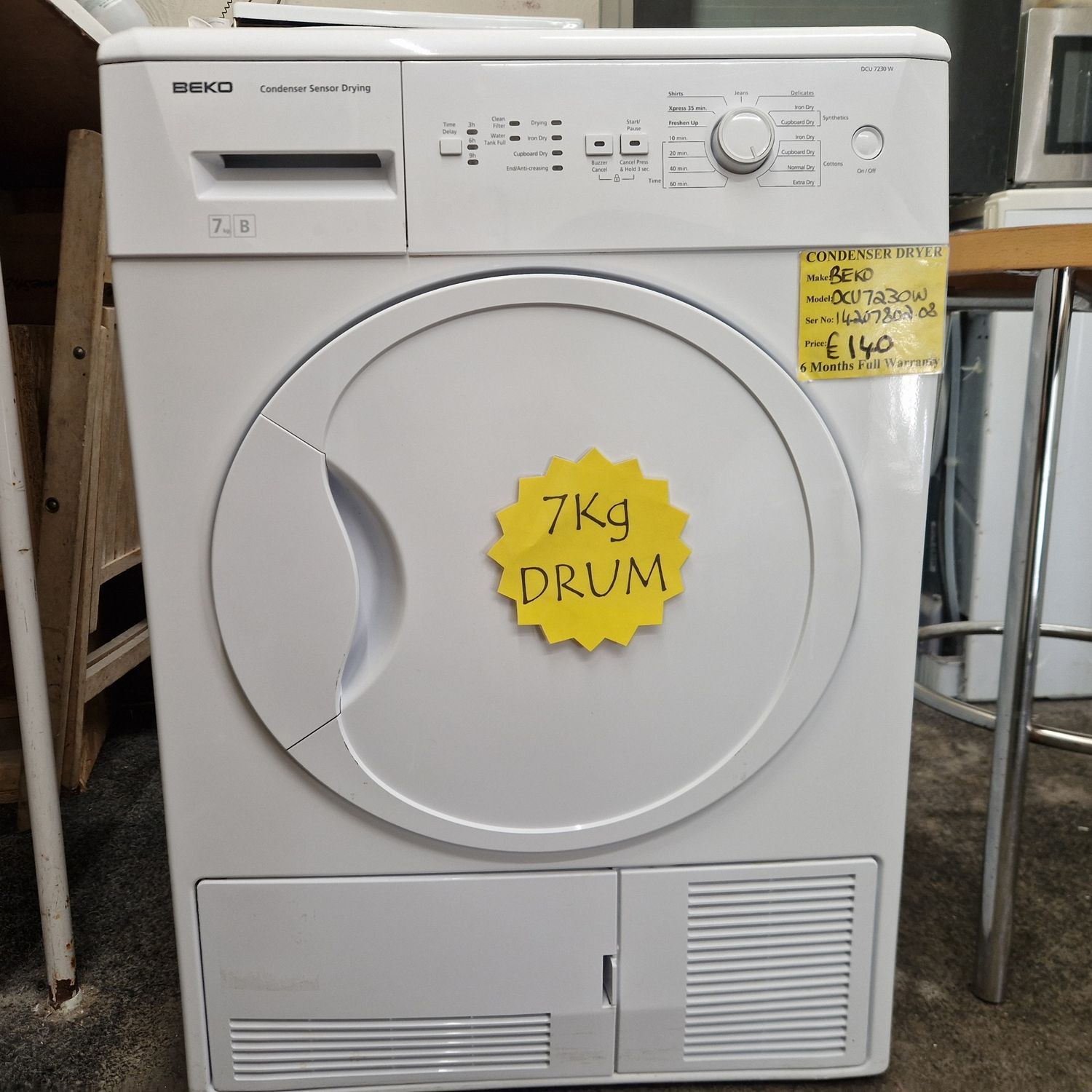 BEKO SENSOR CONDENSER TUMBLE DRYER 7Kg MODEL DCU7230W
