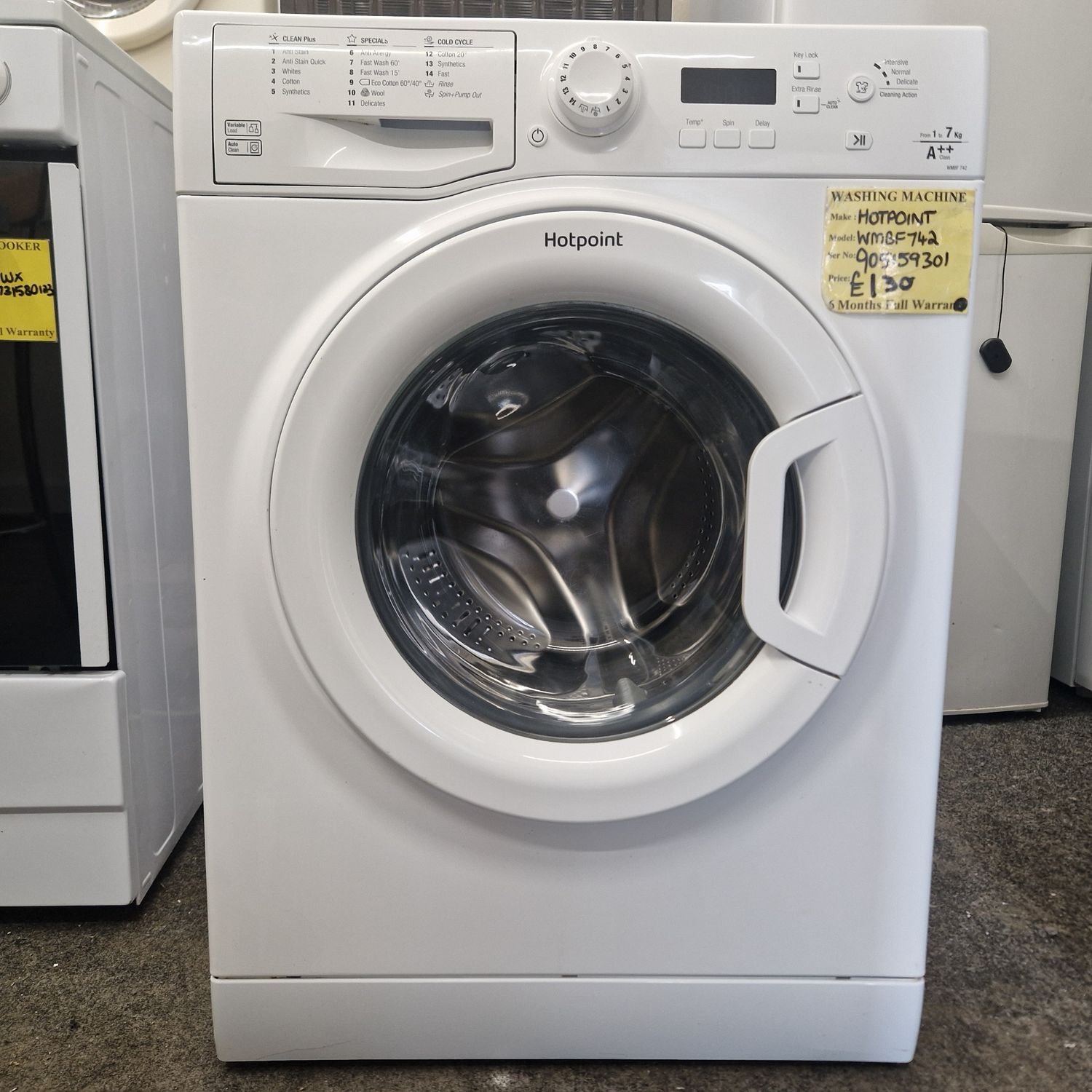 HOTPOINT WASHING MACHINE 7KG A++ RATED 1400 SPIN MODEL WMBF742P