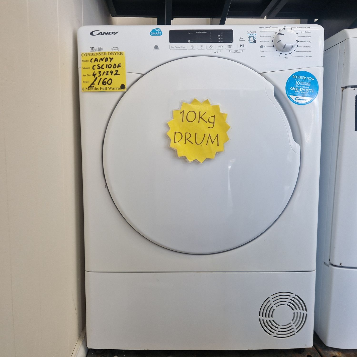 CANDY 10KG SENSOR CONDENSER TUMBLE DRYER  MODEL CSC10DF