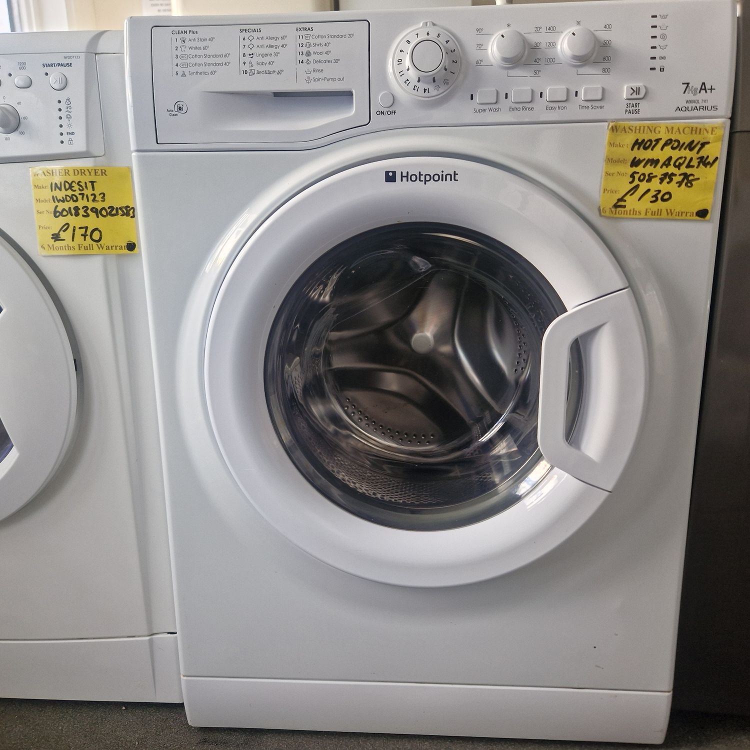 HOTPOINT AQUARIUS  7KG A+ RATED WASHING MACHINE MODEL WMAQL741