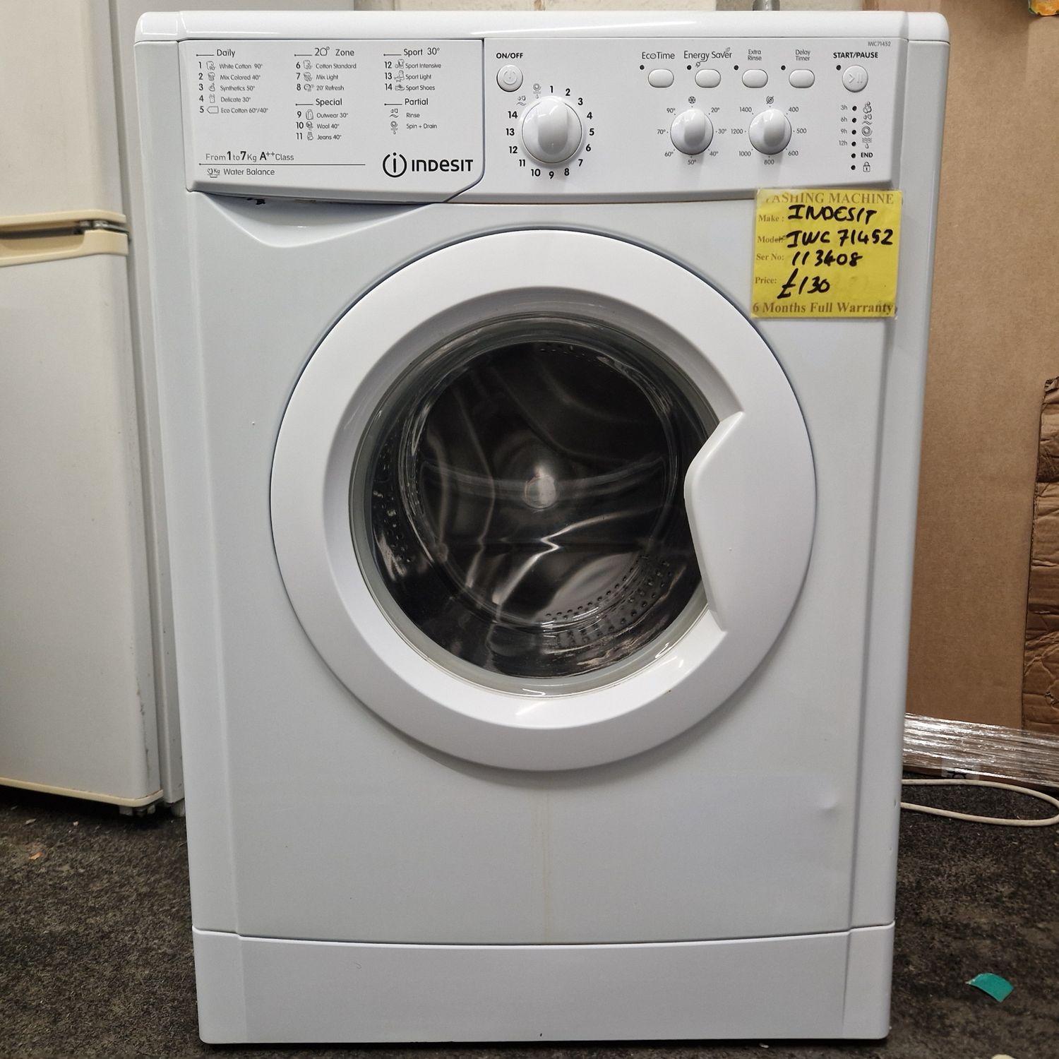 INDESIT  WASHING MACHINE A++ CLASS  RATED 7KG IWC71452
