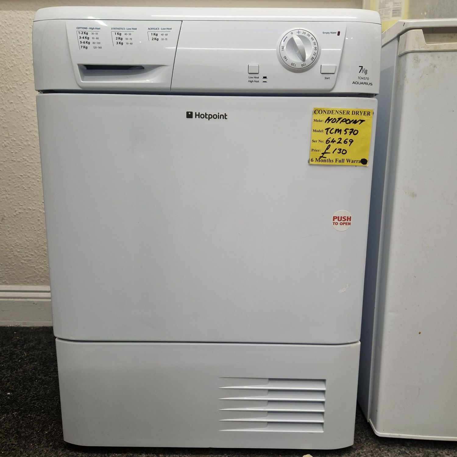 HOTPOINT AQUARIUS CONDENSER TUMBLE DRYER 7Kg MODEL TCM570
