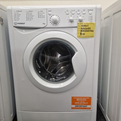INDESIT  WASHING MACHINE A RATED 6KG  LOAD MODEL IWSC61251