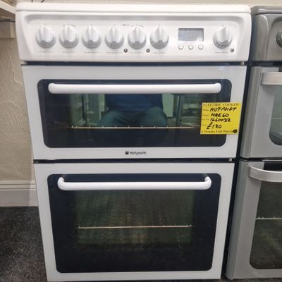 HOTPOINT  ELECTRIC COOKER GLASS TOP  CERAMIC HOB DOUBLE OVEN AND GRILL 600mm MODEL HAE60