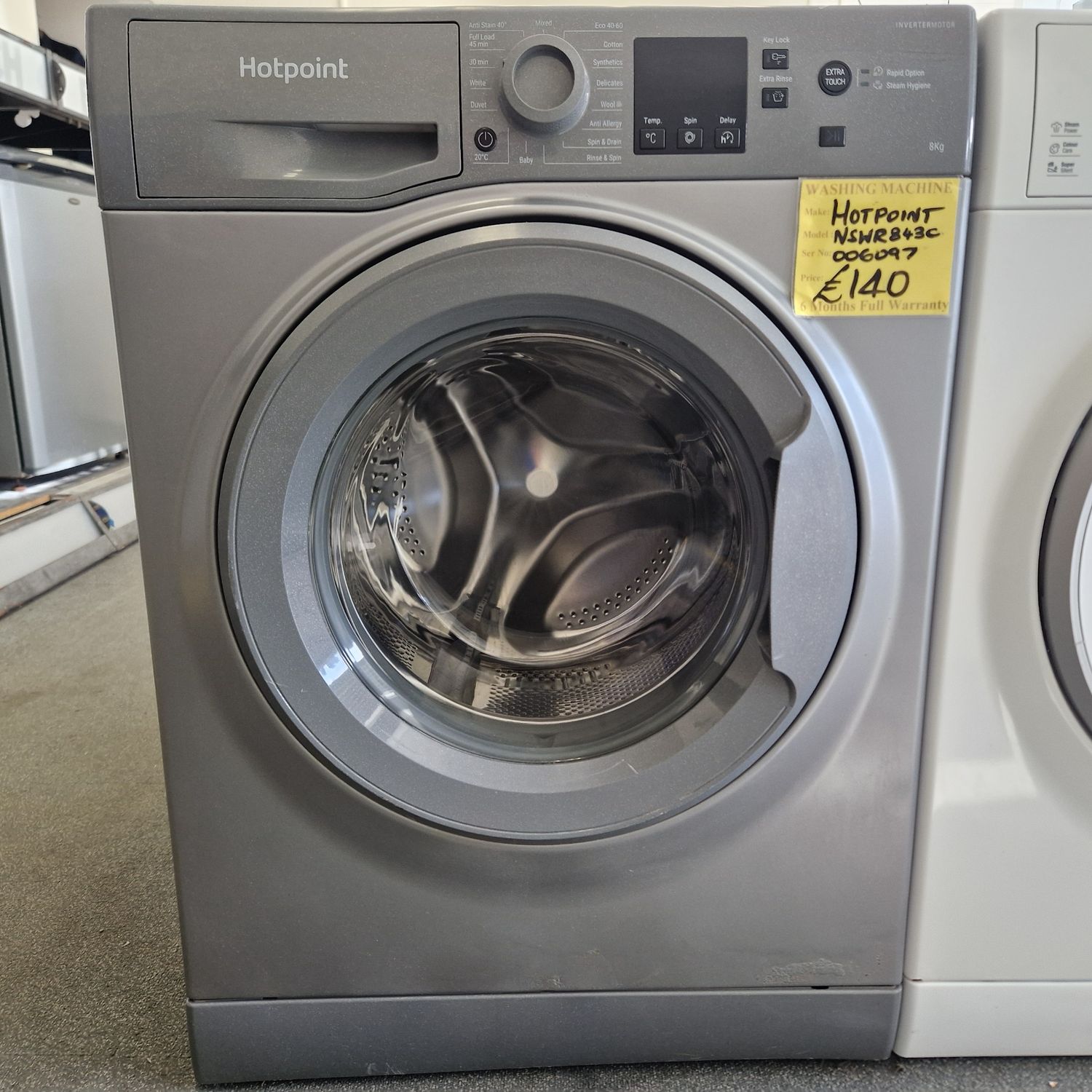 HOTPOINT 8KG GRAPHITE GREY 1400 SPIN SPEED MODEL NSWR843
