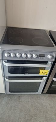 HOTPOINT GRAPHITE GREY ELECTRIC COOKER CERAMIC HOB DOUBLE OVEN AND GRILL 60cm MODEL HUE61
