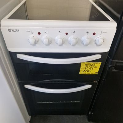 HADEN ELECTRIC COOKER GLASS CERMIC HOB ,SEPARATE FAN OVEN AND GRILL 50CM WIDE MODEL KCF1200.50