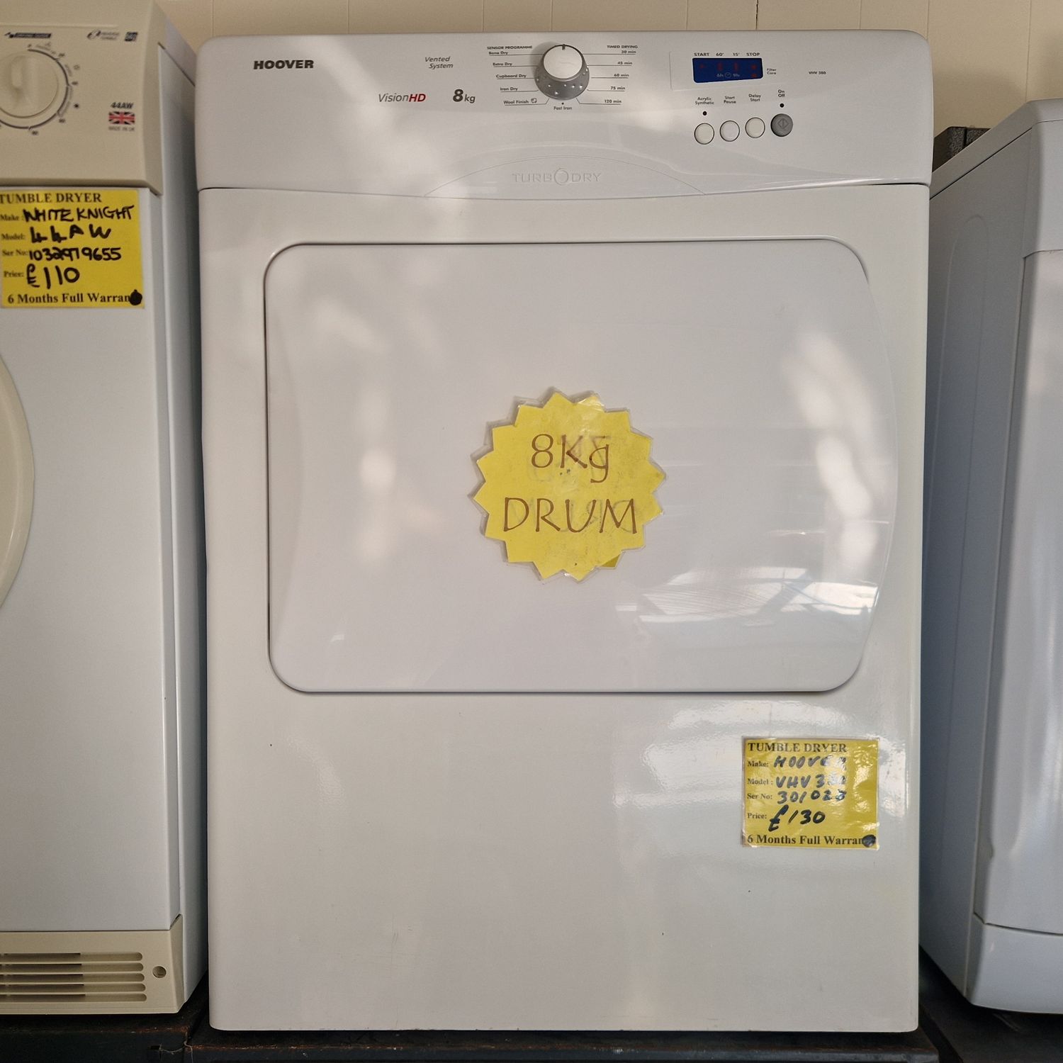 HOOVER SENSOR DRY TUMBLE DRYER 8KG VISION HD   MODEL VHV380F