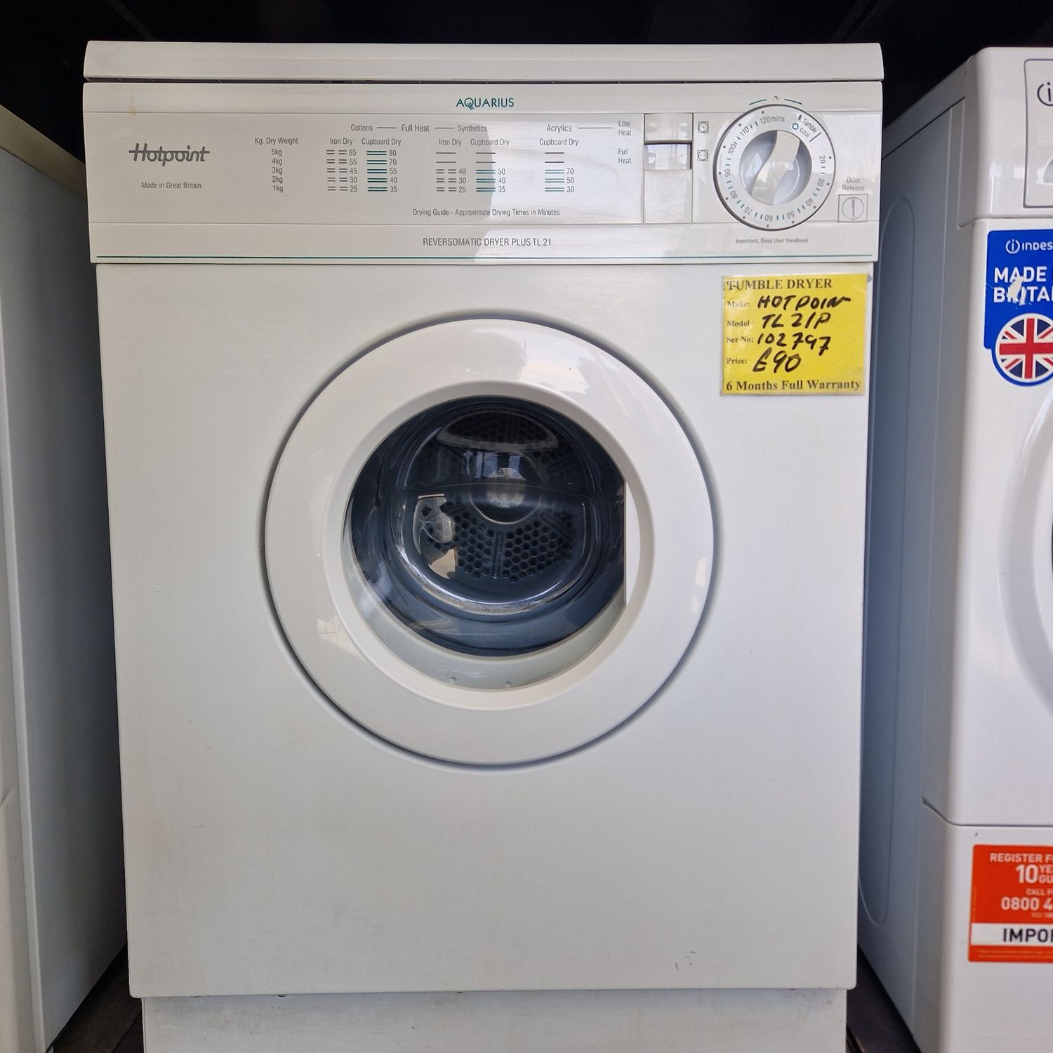 HOTPOINT VENTED TUMBLE DRYER  MODEL TL21P