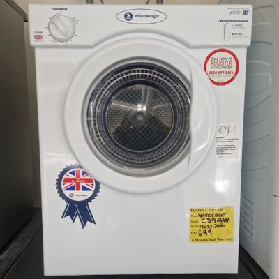 WHITE KNIGHT  SMALL DESKTOP VENTED TUMBLE DRYER DUEL HEAT 3.5Kg 6 MONTHS WARRANTY MODEL C39AW