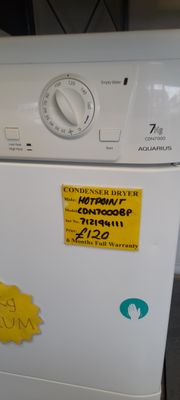 HOTPOINT CONDENSER TUMBLE DRYER 7Kg 6 MONTHS WARRANTY CDN7000BP
