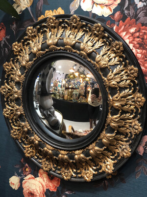 Miroir de sorcières environ 30 cm antique noir et or