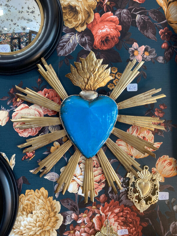 Ex voto métal et bleu émaillé 30 cm