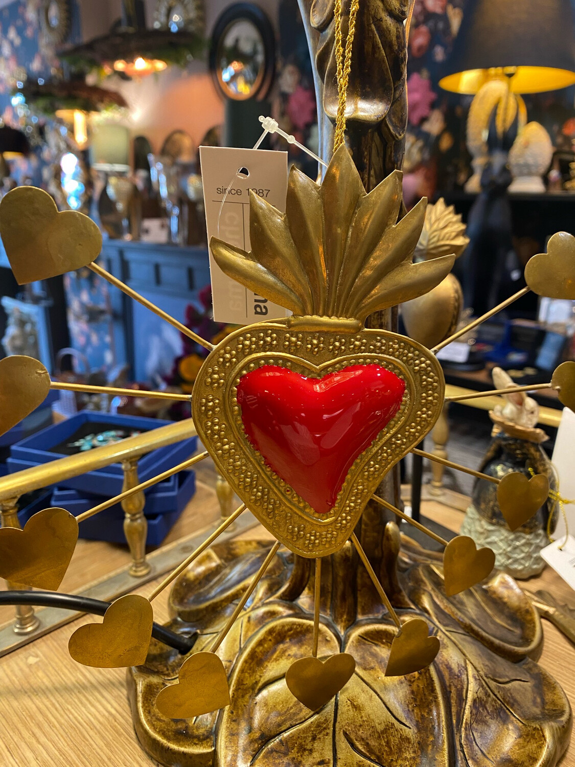 Ex voto cœur ailé émail rouge 20 cm