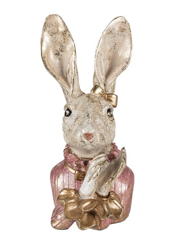 Buste lapin Alice rose 24 cm