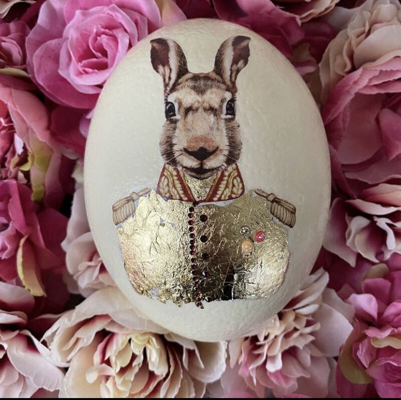 Œuf d’autruche colonel doré 