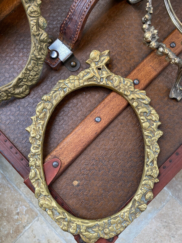 Encadrement bronze tête de chérubin environ 20 cm