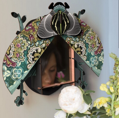 Étagère scarabée miroir en bois 