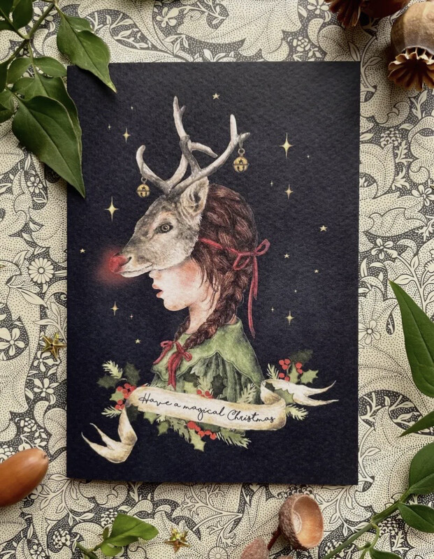Aquarelle anglaise Fille et la foret