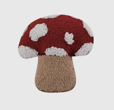 Coussin champignons, laine de mouton 