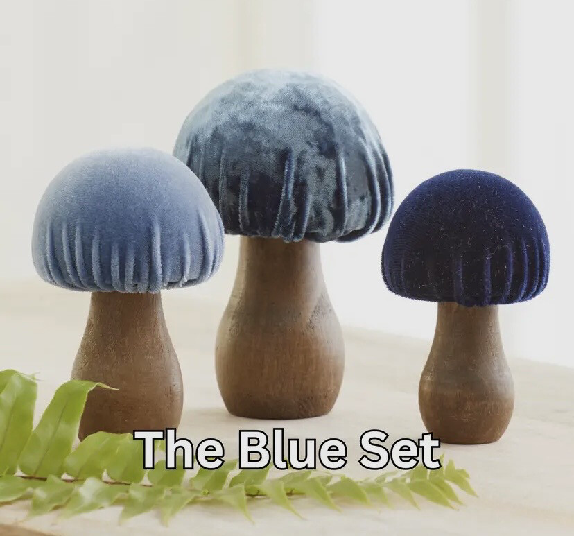 3 champignons en bois blue 🇺🇸 