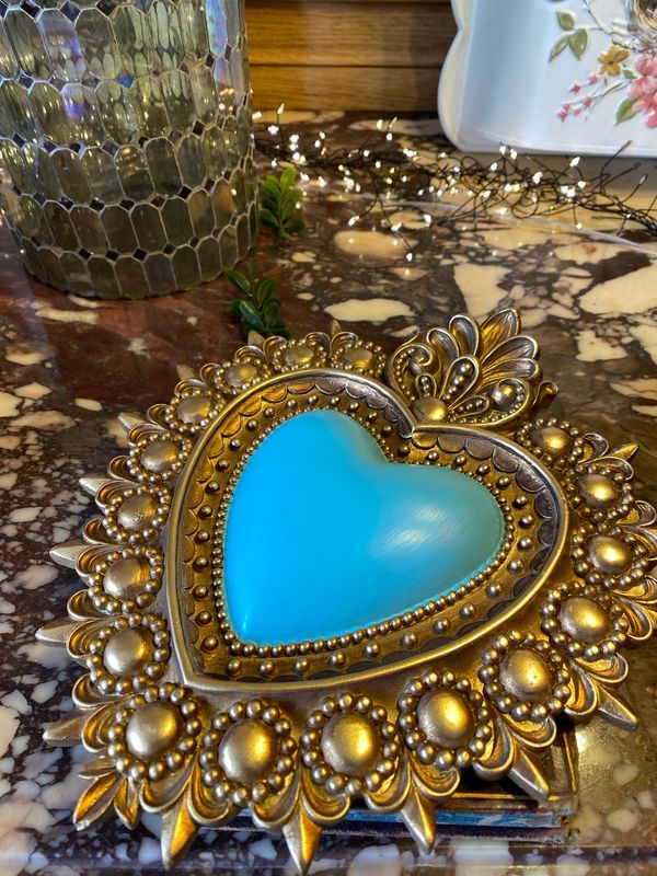 Ex voto Coeur turquoise 25 cm
