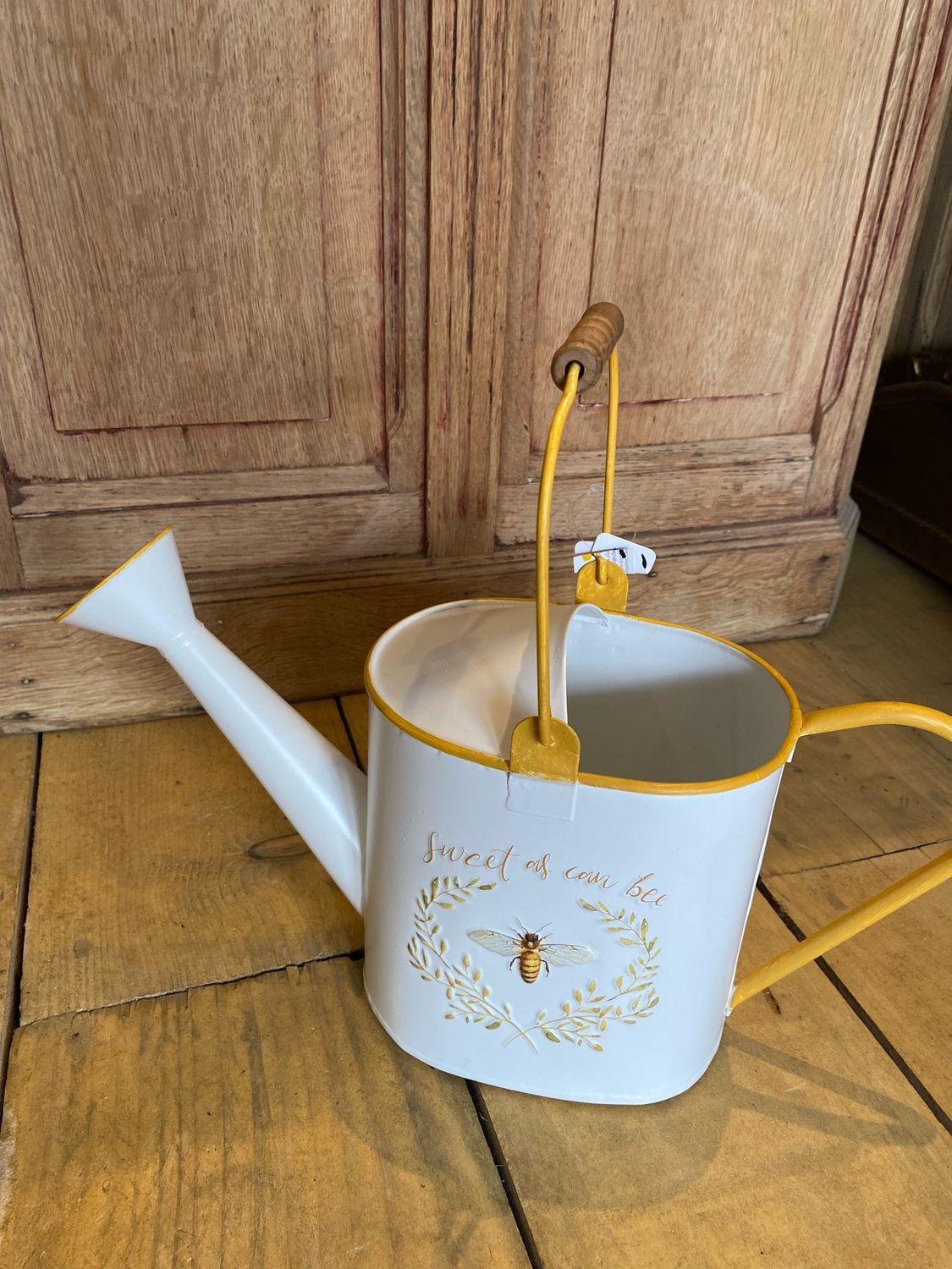 Arrosoir abeille métal et bois 