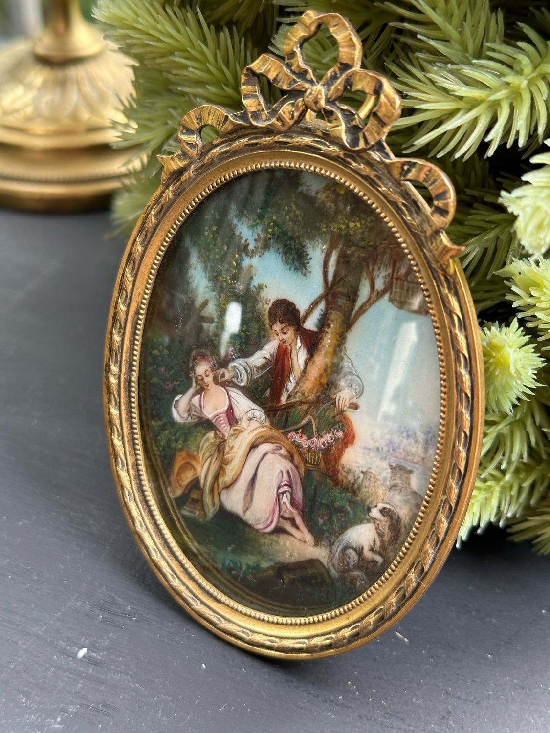 Bronze et peinture sur porcelaine 19 eme