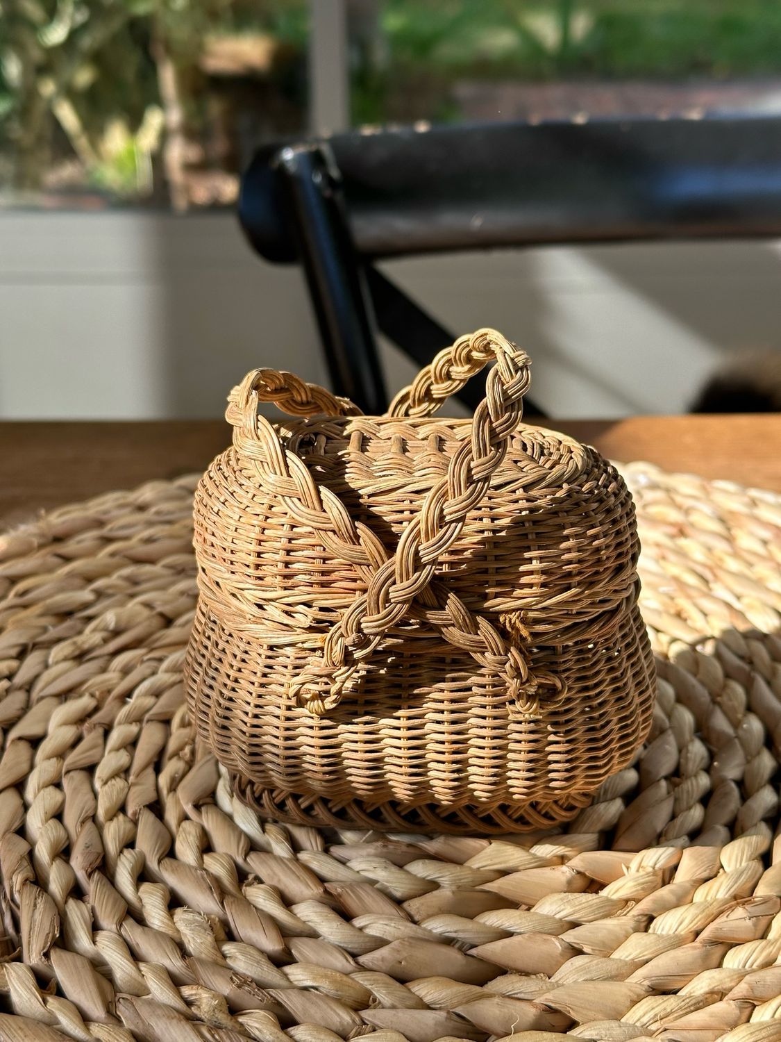 Mini panier de pêche ancien 12 cm