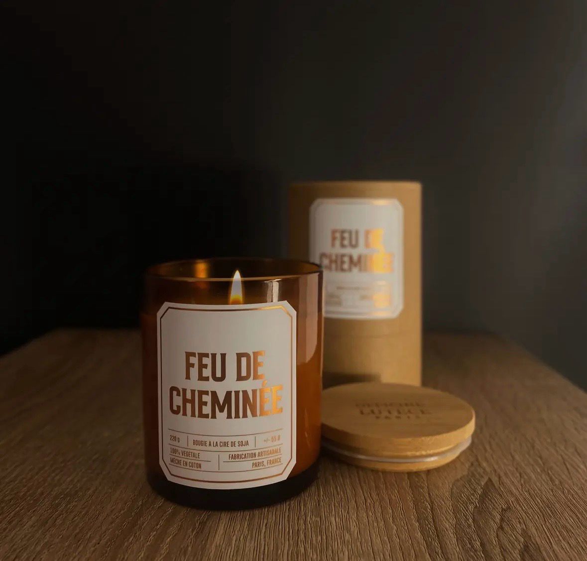 Bougie feu de cheminée 