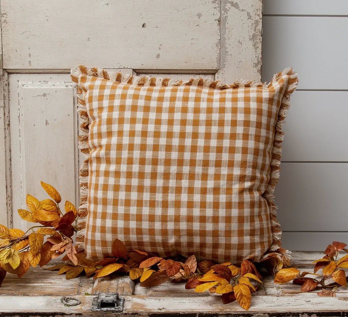 Grand coussin d’automne en flanelle de coton