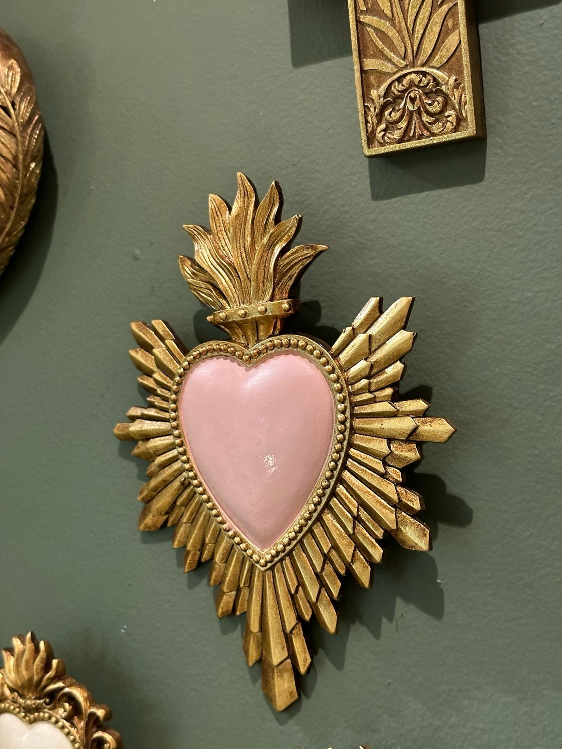 Ex voto cœur rose poudré 19 cm