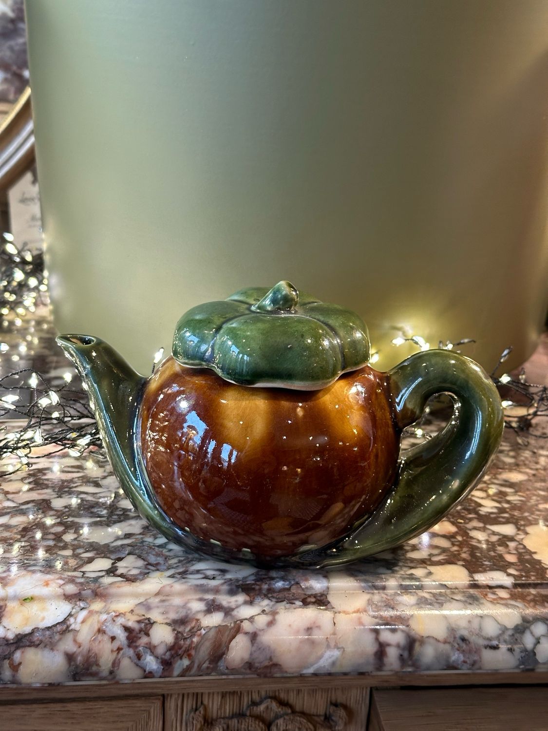 Théière barbotine citrouille 