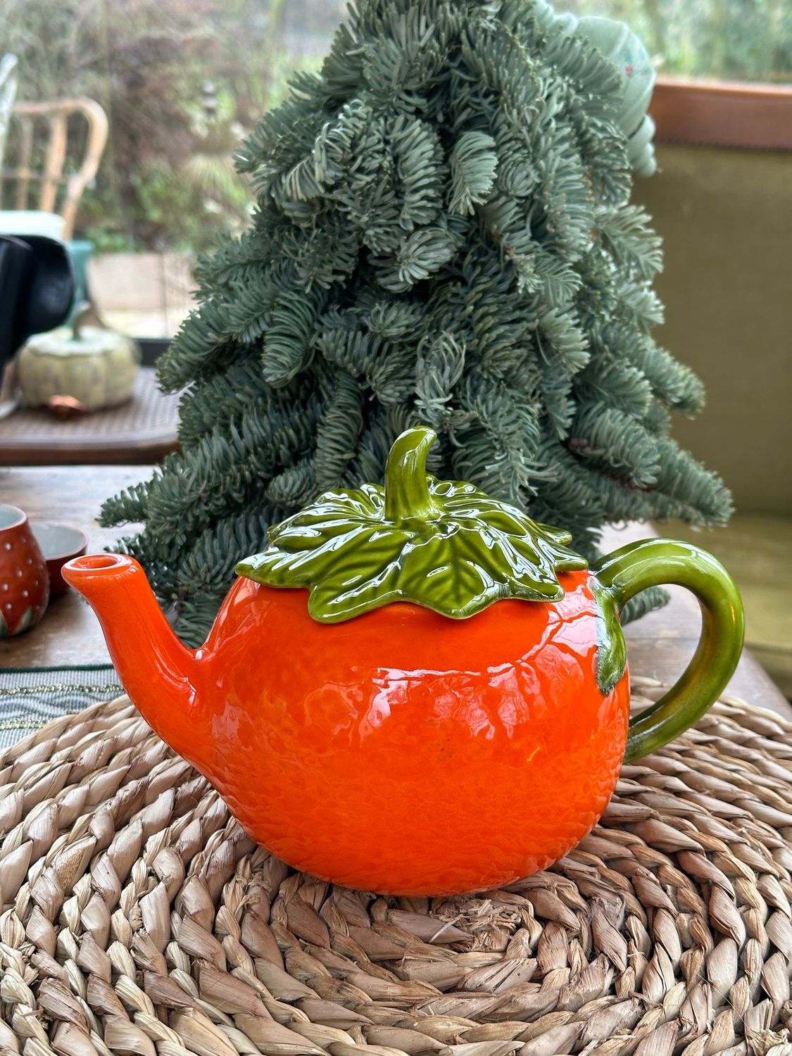 Théière mandarine barbotine 
