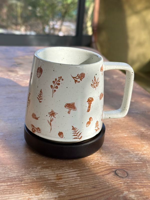 Mug en gré et soucoupe en bois woodland 