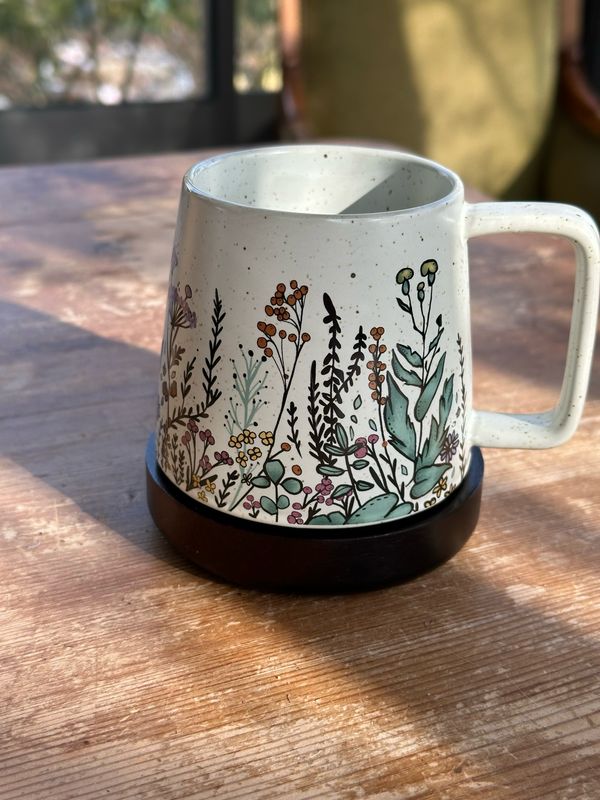 Mug en gré et soucoupe en bois