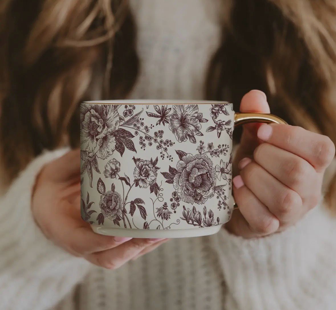 Grand mug fleuri chocolat 