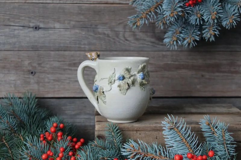 Mug de créateur oiseau sur la ronce