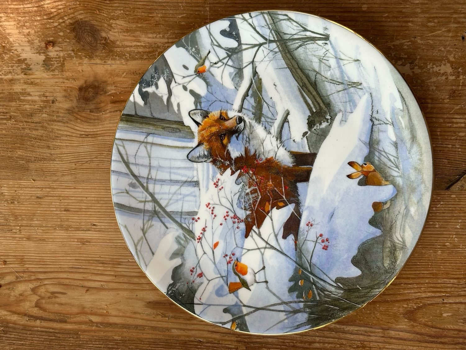 Assiette collector renard des neiges