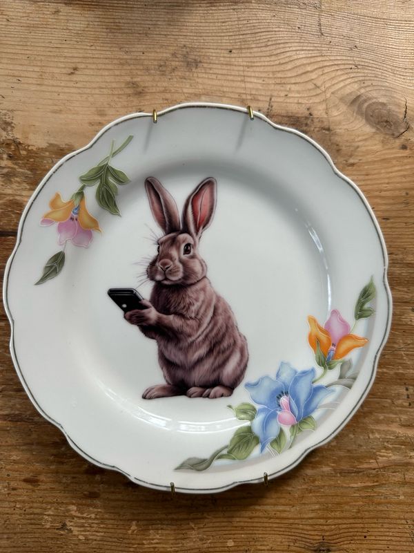 Assiette porcelaine + attache 
