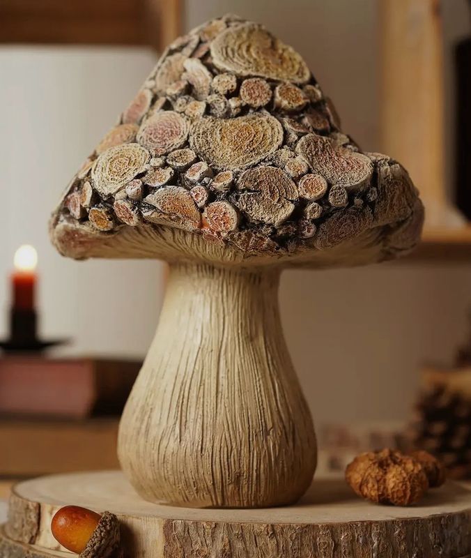 Champignon effet bois 20 cm