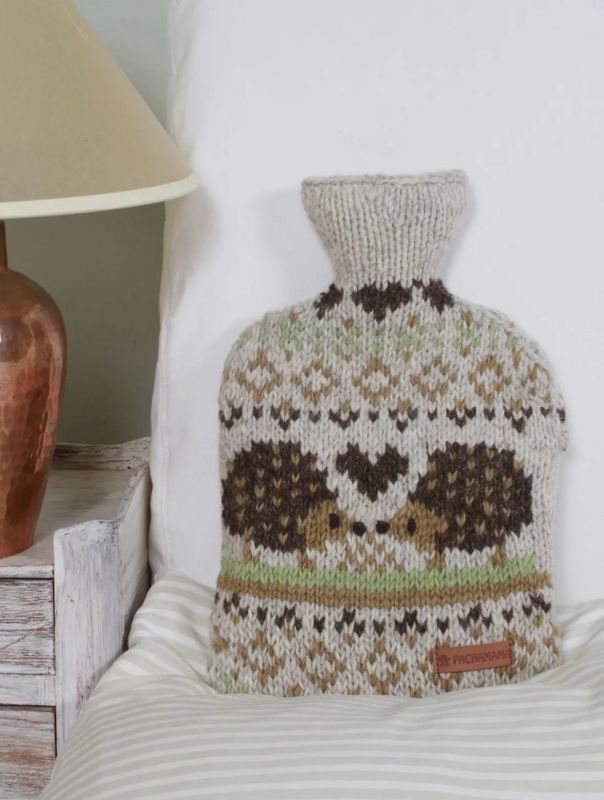 Bouillotte +housse en laine hérisson 