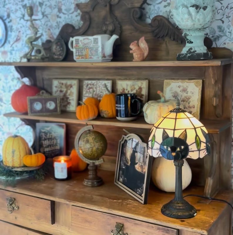 Lampe Tiffany black cat 