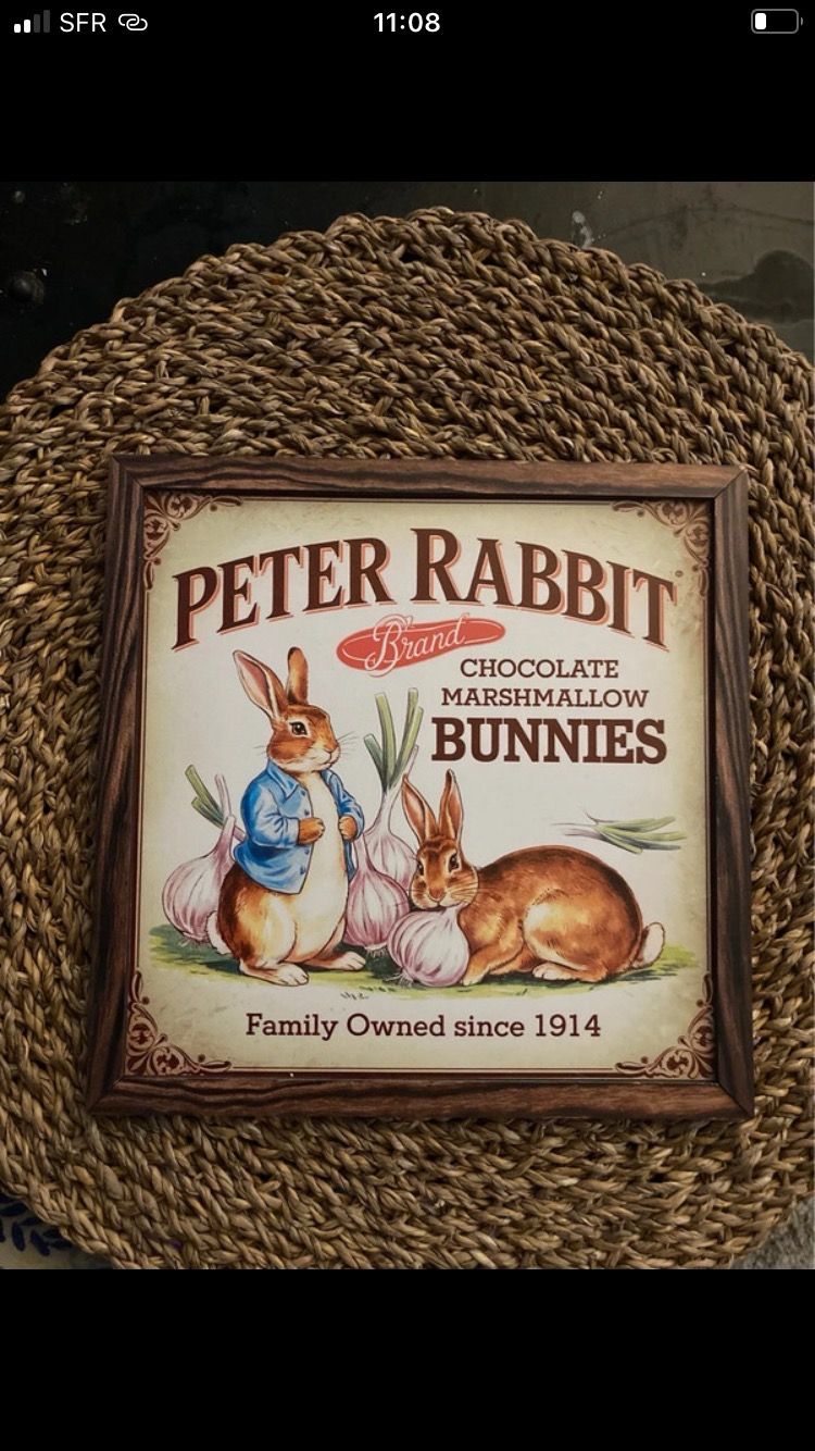 Cadre en bois Pierre lapin 